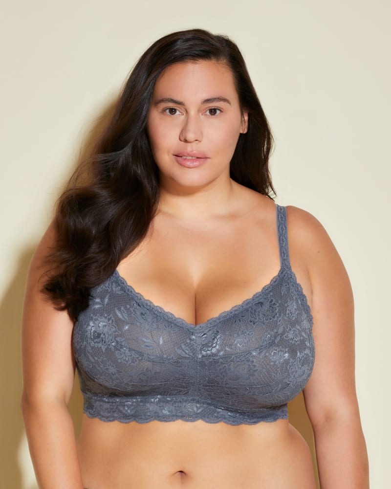 Front of a model wearing a size 1X Sweetie Lace Bralette in Anthracite by Cosabella. | dia_product_style_image_id:273615